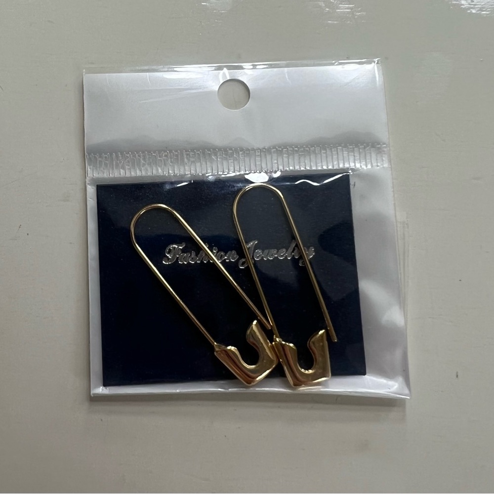 Gold Safety Pin Earrings